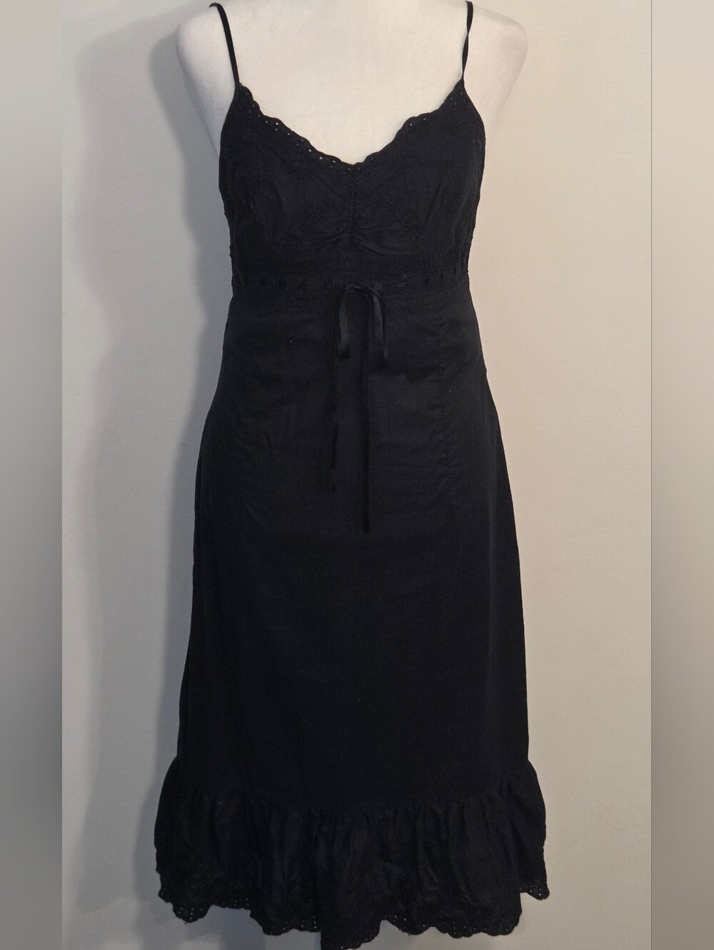 Dynamite Black Cotton Drawstring Midi Skirt